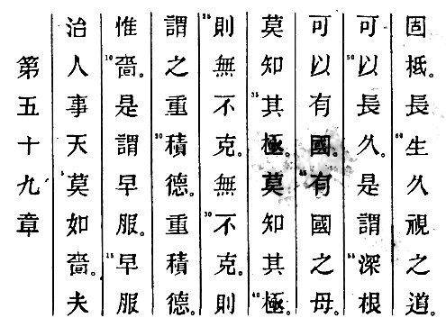 Le texte original du Tao Te King de Lao Tseu - Chapitre 59
